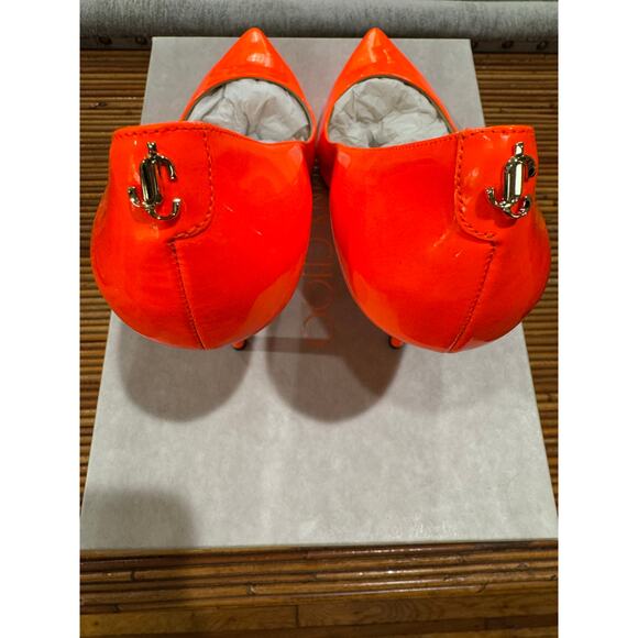 Jimmy Choo Love 100 Neon Orange Patent Leather Pumps Size 36.5 EU - Picture 11 of 12